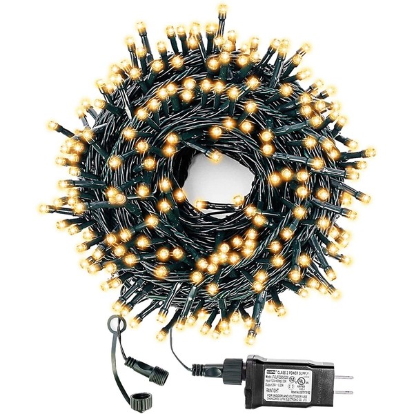 Drunze Christmas Light String 105Ft 300 LED, end-to-end Expandable Plug, 8 Models Waterproof Outdoor Indoor Fairy Christmas Tree String for Party, Garden, Wedding, Holiday (Warm White)
