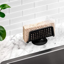 madesmart Sponge Caddy - SINKWARE COLLECTION Antimicrobial, Ventilation Holes, Soft Grip Surface & BPA-Free, Small, Carbon