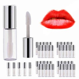 Paquete de 45 tubos vacíos para brillo de labios de 1.2 ml y tubos vacíos de plástico transparente para brillo de labios, bálsamo labial, recipiente para botella de bálsamo labial