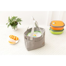 Vinsani Insulated Tote Canvas Thermal Lunch Bag Reusable Portable Cooler Bag Lightweight Convenient Foldable for Work School Picnic Office Adults & Kids - Grey