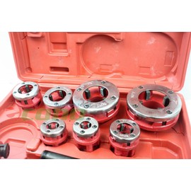 7 Size Pipe Threader Threading 3/8" to 2" Die Dies Set w/ Handle Ratchet
