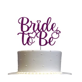 Decoración para tartas de novia a ser, ideas de decoración de fiesta de compromiso, despedida de soltera, decoración de alta calidad, purpurina resistente de doble cara, palo acrílico. Fabricado en Estados Unidos (morado)