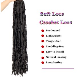 36 Inch Faux Locs Crochet Hair 6Pscks New Soft Locs Crochet Hair Pre Looped Long Synthetic Goddess Locs Crochet Braiding Hair Extension for Black Women (4#, 36Inch (Pack of 6))
