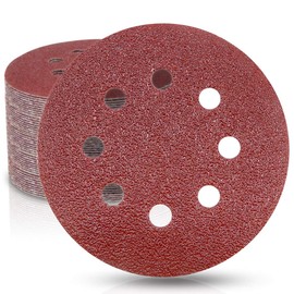 50 Pieces WooZuu 8 Holes Sanding Discs Pads 40 Grit 5 Inch Hook and Loop Sandpaper Assortment for Random Orbital Sander