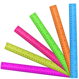 30PCS Clear Ruler, 12 Inch Plastic Rulers for School, Home, or Office, Clear Plastic Rulers, Assorted Colors.