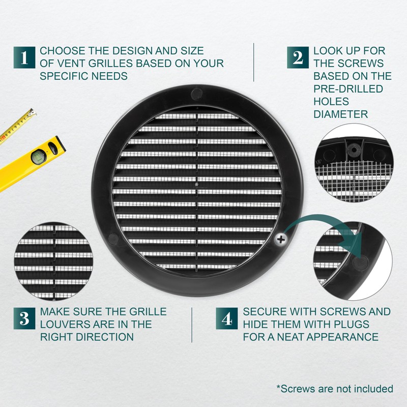 Ecopro Vent / Ø6" Inch Opening Diameter / Black Round