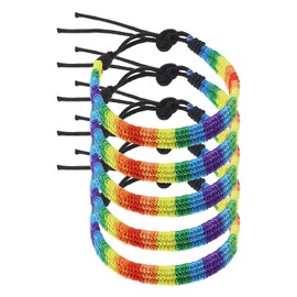 eMagTech 5pcs Rainbow Braided Bracelet Friendship Bracelet with Adjustable Size Colorful Braided Bracelet Decorative Wristband for Holiday Occasions