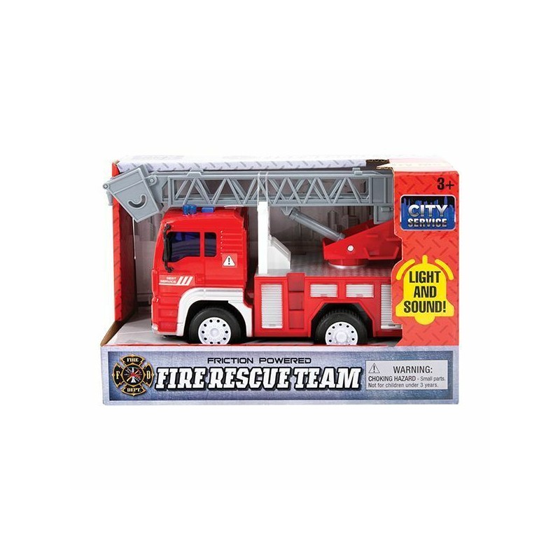 Playmaker Toys 3PC Set: 7" Friction Power Fire Truck Firefighter