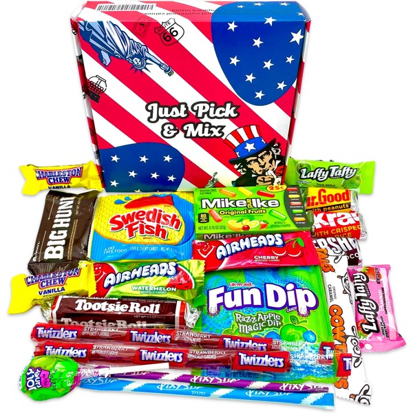 Just Pick & Mix American Sweet and Chocolate Selection Box Hamper Including USA Sweets - Nerds, Airheads, Hersheys!