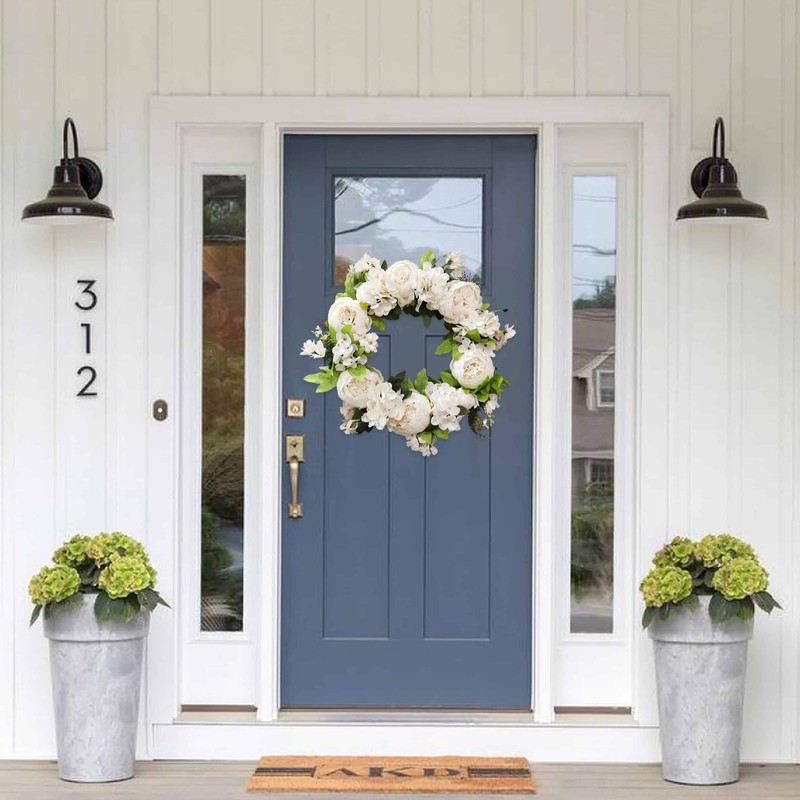 Artificial Peony Wreath Rattan Silk Cloth Simulation Decorative Front Door