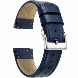 Artthurse Top Grain Leather Watch Band, Quick Release Genuine Leather, 20mm 22mm Watch Strap for Men and Women (20mm, Navy Blue/Silver)
