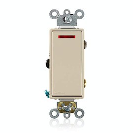 Leviton 5628-2I 20 Amp, 120 Volt, Decora Plus Rocker Pilot Light, Illuminated On, Req. Neutral Single-Pole AC Quiet Switch, Commercial Grade, Self Grounding, Ivory