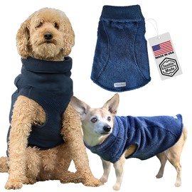 Louie de Coton® Polartec Thermal Pro Dog Fleece Jacket - Calming Pullover for Anxiety Relief - Dog Sweater for Small Dogs - Breathable, Soft, Recycled Material - Made in USA (Blueberry, XX-Small)