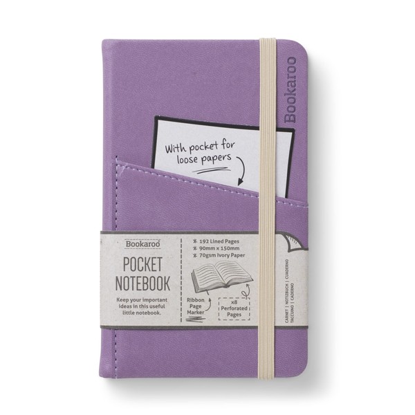IF Bookaroo A6 'Pocket' Notebook - AUBERGINE, Hard Cover Notebook with Elastic Closure & Ribbon (A6) 15.5 x 9.5cm, 43031