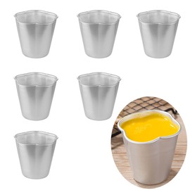 QJFCare 6 Pcs Popover Pan, Aluminium Pudding Tin Cup Baking Maker, Individual Muffin Chocolate Molten Brownie Tumbler Raspberry Souffle Cupcake Pudding Mould - Five-Petaled Flower Shape 3"x 2.4"