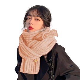 YorBurn Women's Scarf, Large, Autumn/Winter, Shawl, Long Scarf, Cold Protection, Lightweight, Solid, Thick, Pink