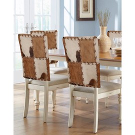 Savannan Dining Chair Back Covers, Cow Print Vintage Animal Brown Chair Covers Chair Slipcovers Protective Covers for Holiday Party Festival Decoration, Set of 4, Texturesan24561
