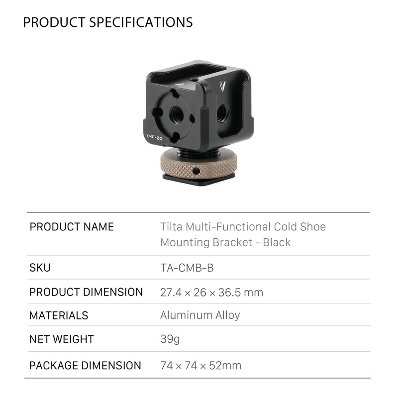 Tilta Multi-Functional Cold Shoe Mounting Bracket with Anti-slip design,Multiple Modes