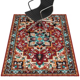 PROHALO Office Chair Mat for Hardwood Floor, 48"x60" Desk Chair Mat for Rolling Chairs, Non Slip Computer Chair Mat, Office Rug Mat for Office Home Hard Floor, Under Desk Mat for Gaming Chair-Deep Red