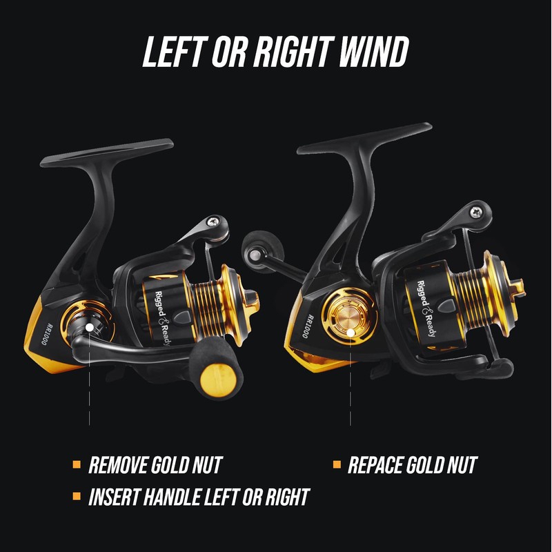 Rigged and Rigged RR 1000 spin reel. Smooth strong durable