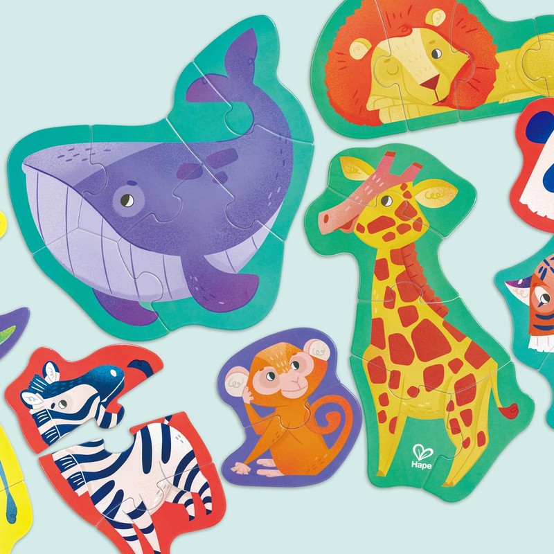 Jungle Friends Jigsaw Puzzle Set Contains Ten Exotic Animal Puzzles