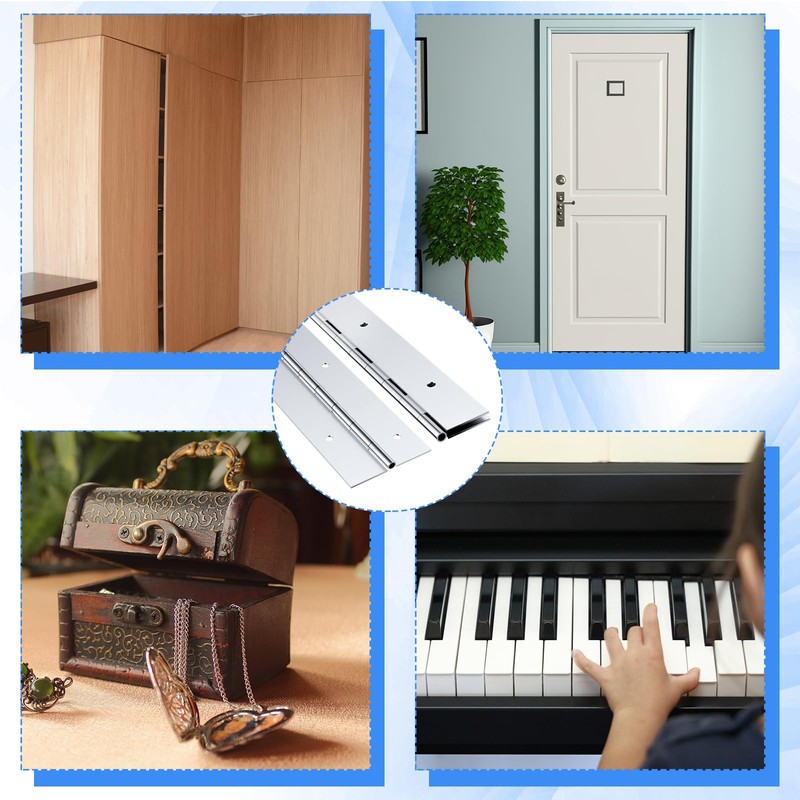 Gisafai 2 Pack Continuous Piano Hinges, Heavy Duty Stainless Steel