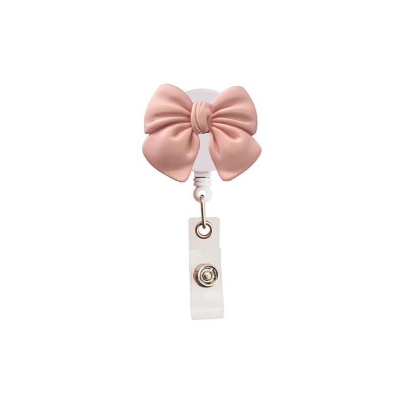 Retractable Badge Reel, Pink Butterfly Bow Tie Design, Badge Holder