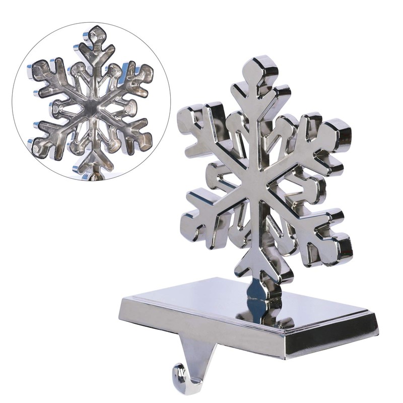 Fowecelt Snowflake Christmas Stocking Hanger Free Standing Stocking Holder Hook,
