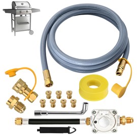 GHAKUTB Propane to Natural Gas Conversion Kit Compatible with Weber Genesis, Genesis II, Spirit, Spirit II, Convert LPG Grills to NG, Includes 10FT 1/2" Hose,Natural Gas Regulator and Orifice