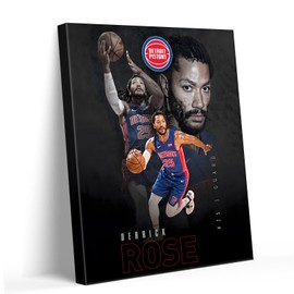 Basketball Canvas Wall Decor Derrick Rose Detroit Pistons Canvas Decor Poster Print - Basketball Icon Artwork, Inspiring Pictures Poster Print Oil Painting Wall Decor for Sports Fans 24x30inch