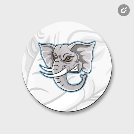 Unbranded Angry Elephant Head Mascot Animal | 4'' X 4'' Round Decorative Magnet