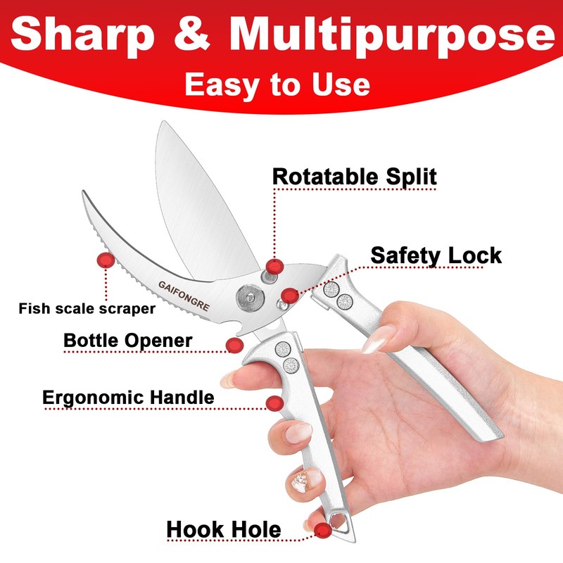 Heavy Duty Poultry Shears - Kitchen Scissors for Food, All