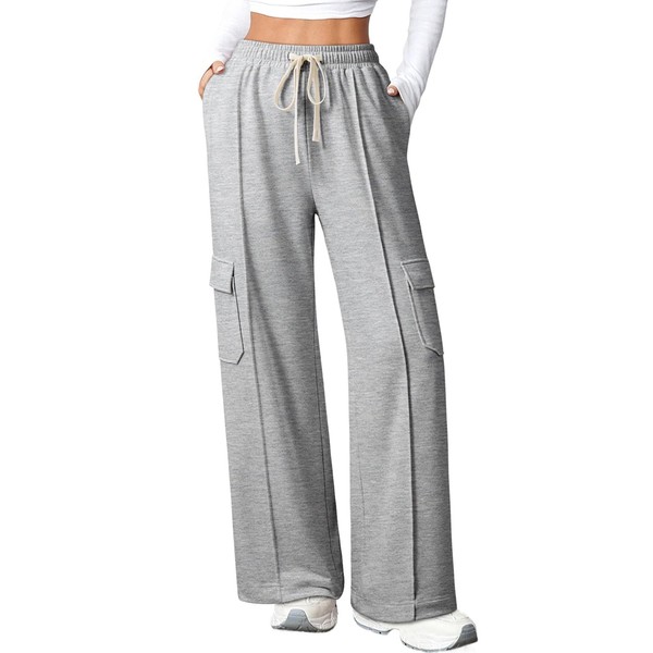 Aleumdr 2025 Fall Trendy Wide Leg Sweatpants for Women Elastic