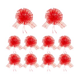 Big Bows for Gift Wrapping Party Car Bows Pull Bows for Gift Baskets Birthday Bows Flower Gift Warp Bows B15-Red-10pcs