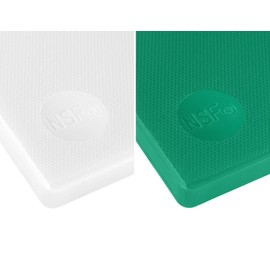 CURTA 2-Pack Cutting Boards for Kitchen, 18" x 12" x 0.5" White & Green Color Coded Plastic Chopping Board with Anti Slip Surface Dishwasher Safe