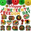 Juneteenth Decorations Set, Pre-strung Glitter Happy Juneteenth Banner Freedom Day