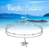 KINGWHYTE Sea Turtle Ankle Bacelets for Women Sterling Silver Animals