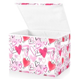 xigua Valentine's Day Storage Bins with Lids and Carrying Handle,Foldable Storage Boxes Organizer Containers Baskets Cube with Cover for Home Bedroom Closet Office Nursery