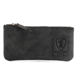 Berliner Bags Vintage Leather Pencil Case with YKK Zip, Robust Pencil Case for Pens and Accessories - Dark Grey