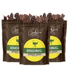 Jerky.com Exotic Original Ostrich Jerky - Wild Game Meat Snacks, Exotic Snacks, High-Protein, All-Natural, No Added Preservatives - Healthy Snacks for Adults - 1.75 oz. (Pack of 3)