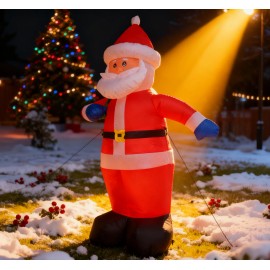 8FT Christmas Inflatable Santa Claus with LED Light and Gift Bag, Outdoor Xmas Decor for Yard Lawn GardenColor: Red, Size: 8ft