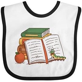 inktastic Tiny Library Bookworm Baby Bib White and Black 3b4ab