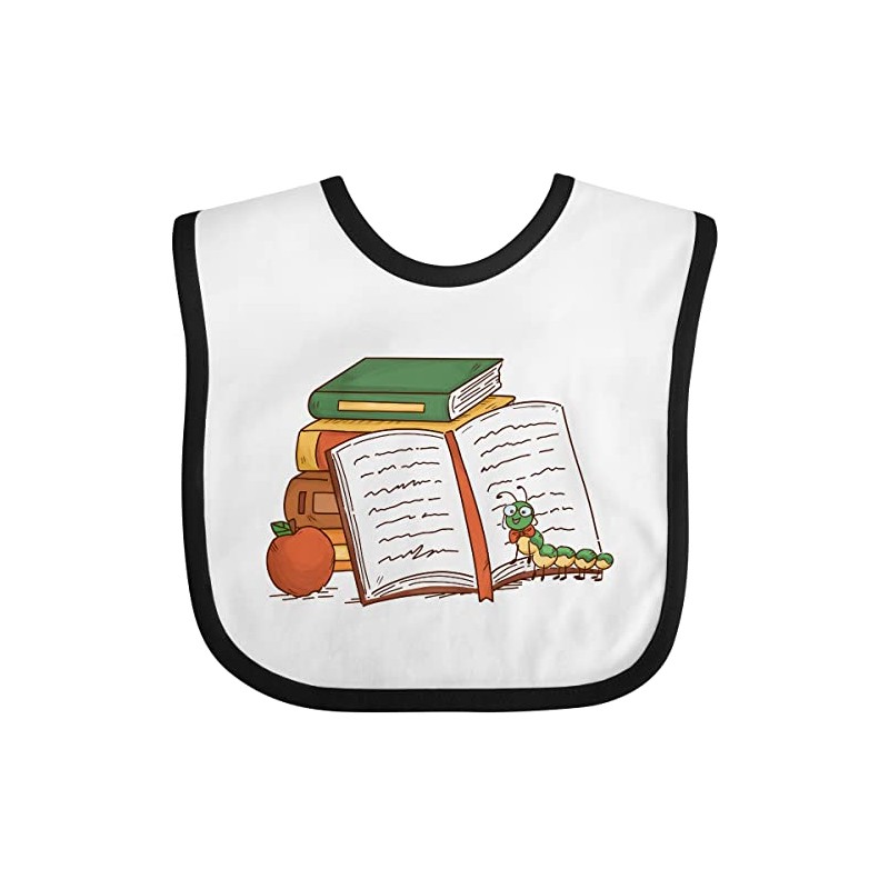 inktastic Tiny Library Bookworm Baby Bib White and Black 3b4ab
