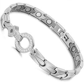 RainSo Ms. Elegant Titanium Steel Bracelet with Magnets (Silver). Bracelets can Relieve Arthritis Pain. High Quality Gifts, Exclusive Packaging, Stainless Steel