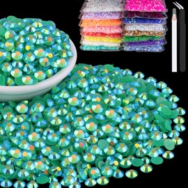 5000pcs 5mm Resin Rhinestones Bulk, Dark Green AB Flatback Round Jelly Rhinestones Bedazzling Non Hotfix Crystal Gems Large Quantity Wholesale for DIY Crafts Clothes Tumblers Face Makeup Manicure