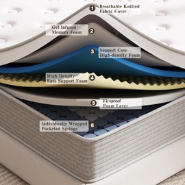 CIUANCE Twin XL Mattress, 12 Inch Twin XL Mattress in a Box Hybrid Design for Cooling Sleep Pressure Relief Supportive Fiberglass Free