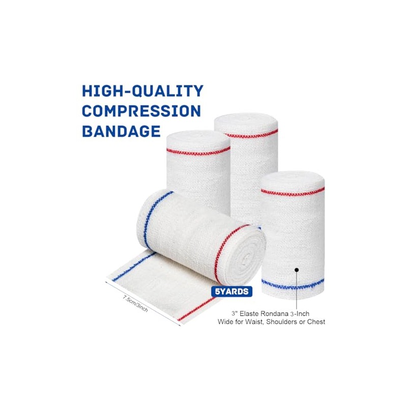Premium Elastic Bandage Wrap 3 Inch Stretch Compression Bandages with