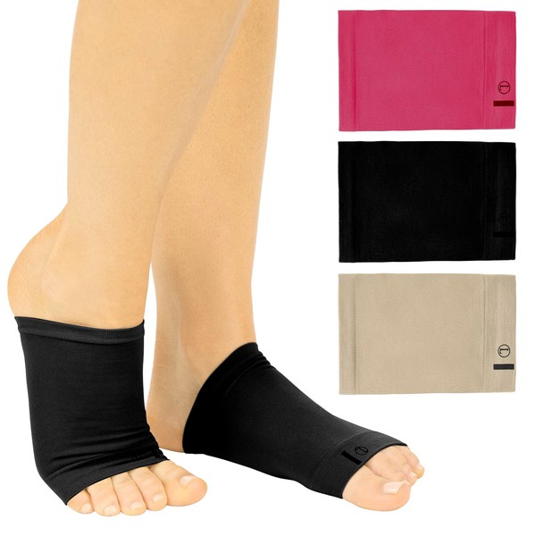 Vive Arch Support Sleeves - Compression Bands for Plantar Fasciitis, Foot Care, Heel Spurs, Flat and Fallen Arches and Feet Pain Relief - Orthotic Gel Cushion Sock Brace - for Men and Women - (Pair)