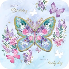 Noel Tatt General Female Birthday Card for Women/Girls - Butterflies & Flowers - Eco-Friendly & Recyclable
