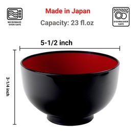 JapanBargain 2044, Japanese Plastic Soup Bowl for Ramen Udon Pho Noodle Poke Cereal Bowl 23 oz Microwave and Dishwasher Safe Made in Japan